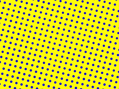 Sarı arka planda mavi daireler. Düzenli olarak tekrarlanan noktalar, daireler ve ince çizgiler. Modern tasarım parlak mavi ve sarı renklerle.                               
