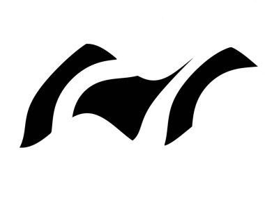  Siyah kıvrımlı kurdele parçaları beyaz arka planda izole edilmiş. Tasarımınız için soyut siyah beyaz eğimli pankart.                              