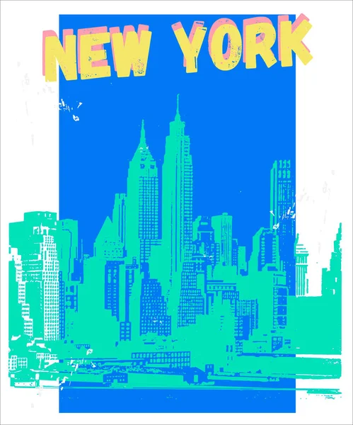 Typography slogans with New York city silhouette. Vector for t shirt printing and embroidery. — Stock Vector
