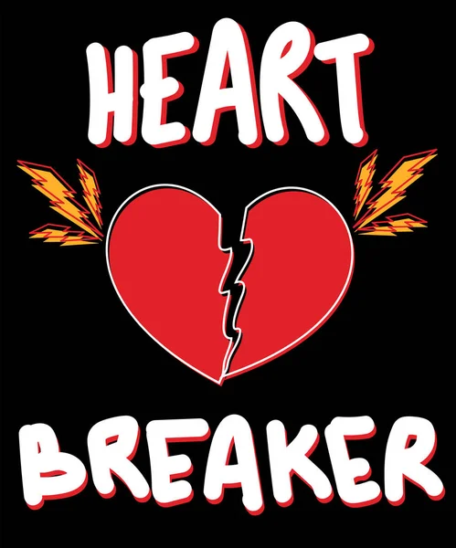 Slogan tipografi dengan vektor jantung untuk pencetakan kaos dan bordir - Stok Vektor