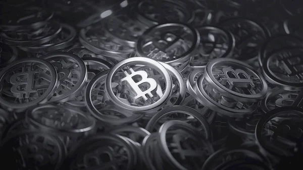 Bitcoin Coins Black White Illustration — стоковое фото
