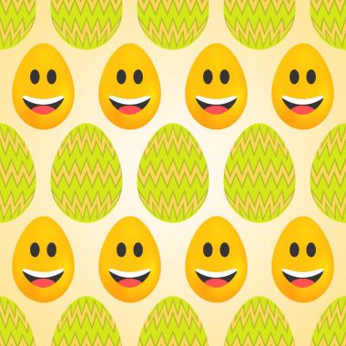Yumurta ve zikzak yumurta sarı ve kireç renk paleti dokunuş ile gülümseyen seamless modeli 
