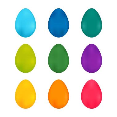 Paskalya yumurtaları dokuz renk kümesi gradyan etkiye sahip