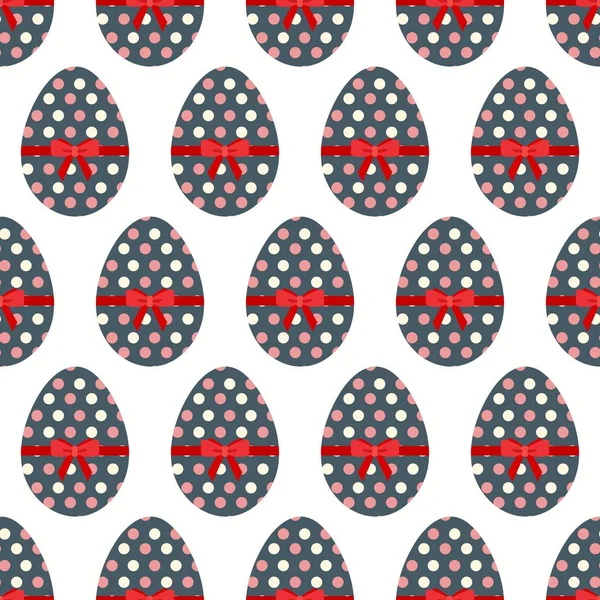 Χωρίς Ραφή Πρότυπο Giftwrapped Σκούρο Μπλε Αυγά Του Πάσχα Κόκκινη — Διανυσματικό Αρχείο