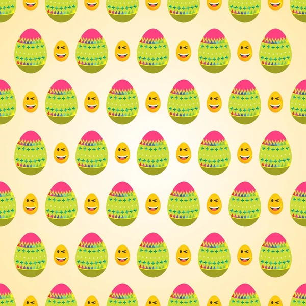 Seamless Pattern Modern Styled Emojis Eggs Easter Decorative Eggs Gradient — Stock Vector