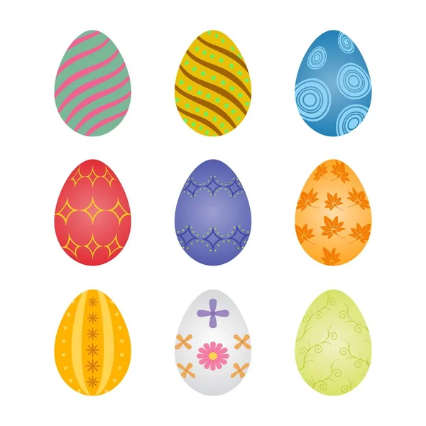 Set Colorful Easter Eggs Each Having Abstract Seamless Patterns — Stock Vector