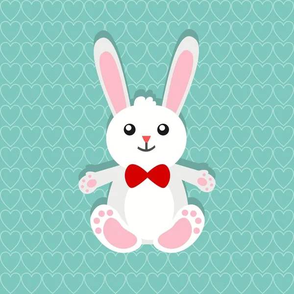 Glad påsk Bunny över sömlösa mönster av hjärtan med Jade bakgrund — Stock vektor