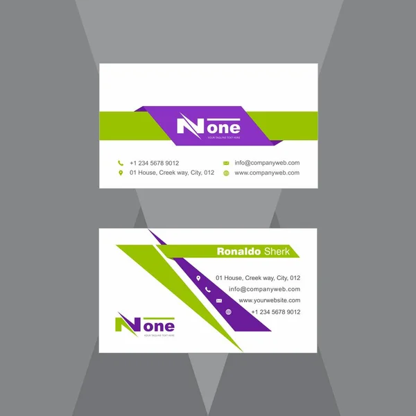 Geometric green and purple business card — Stock Vector