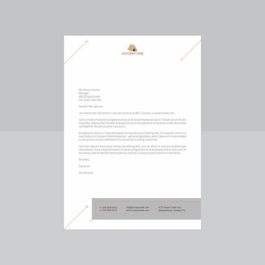 Soyut gri ve turuncu Antetli Kağıdı