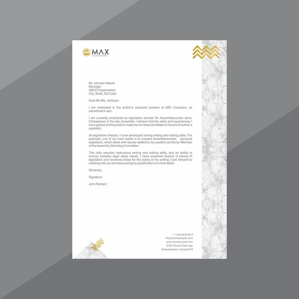 Marbled white and gold Letterhead