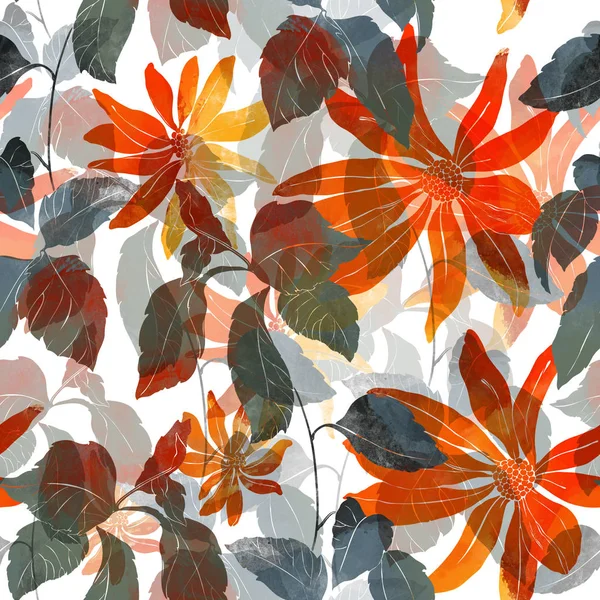 Wiesenblumen und Blätter — Stockfoto