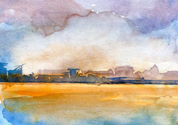 naive watercolor landscape