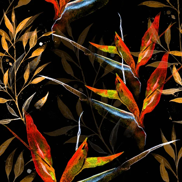 열 대 잎의 솔기없는 무늬 — 스톡 사진