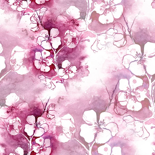 Japán blossom sakura zökkenőmentes minta — Stock Fotó