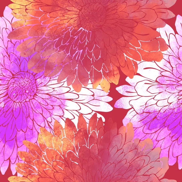 Chrysanthemum blommor sömlösa mönster — Stockfoto