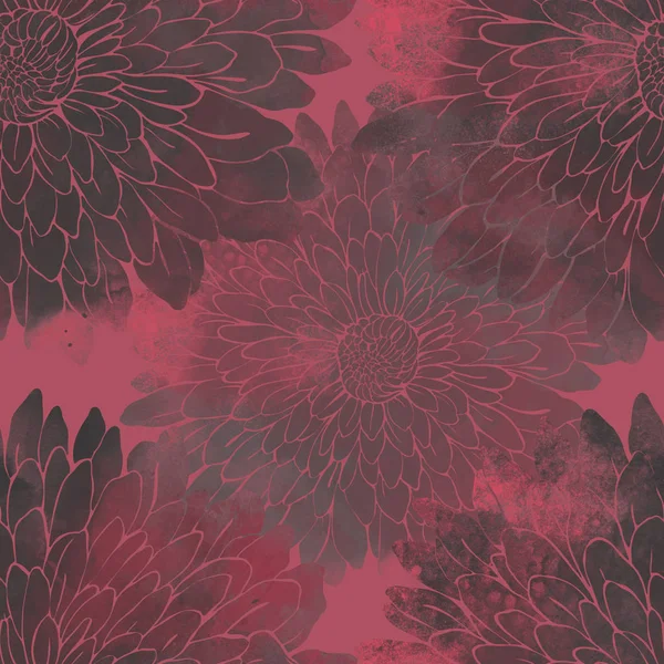 Chrysanthemum fiori modello senza soluzione di continuità — Foto Stock