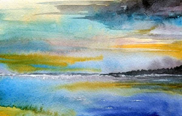 Watercolor minimalist abstract landscape