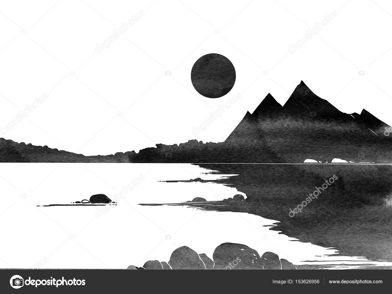 Paesaggio marino con foresta all orizzonte — Foto Stock Paesaggio marino con foresta all orizzonte Disegno digitale e struttura dell acquerello Golfo di Finlandia regione di Leningrado — Foto di Chevnenko