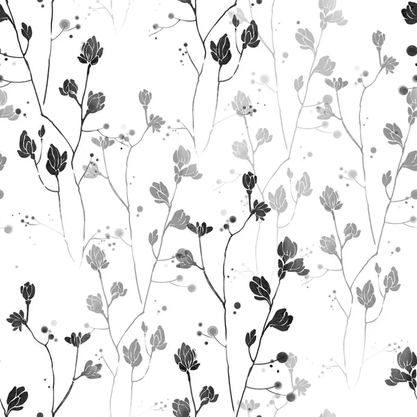 Гілки з листям безшовний візерунок — стокове фото