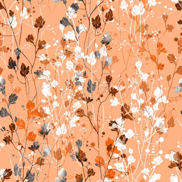 Galhos com folhas sem costura padrão — Fotografia de Stock