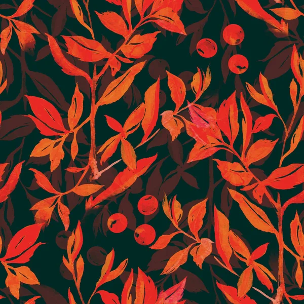 Bladeren en bessen naadloos patroon — Gratis stockfoto