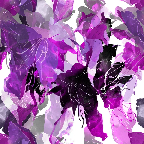 Vilda liljor sömlösa mönster — Stockfoto