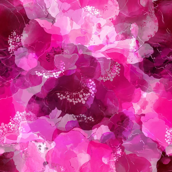Fioritura rosa selvatica modello senza soluzione di continuità — Foto Stock