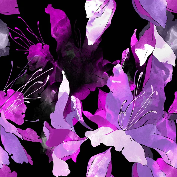 Wilde Lilien nahtloses Muster — Stockfoto