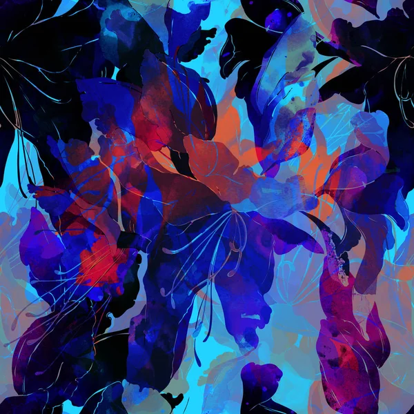 Vzor bezešvé divoké lilie — Stock fotografie