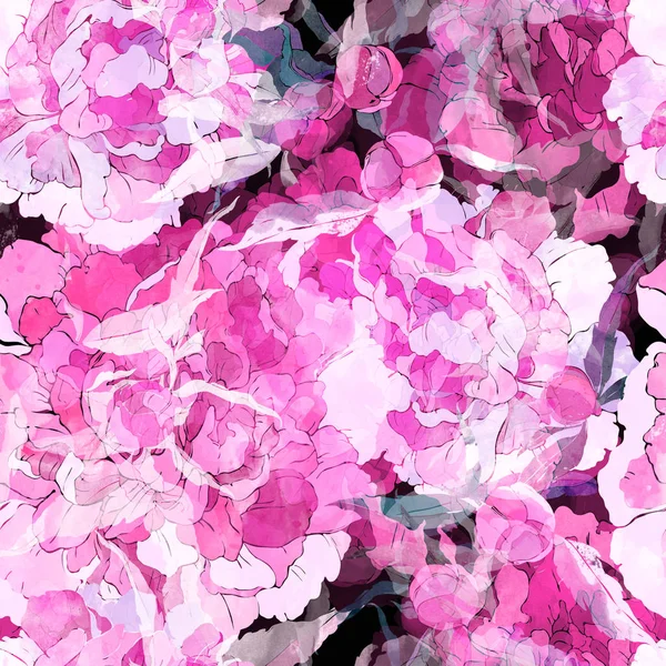 Garden peonies seamless pattern — Stock Photo, Image