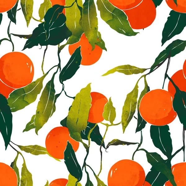 Nahtloses Muster bei Mandarinen — Stockfoto