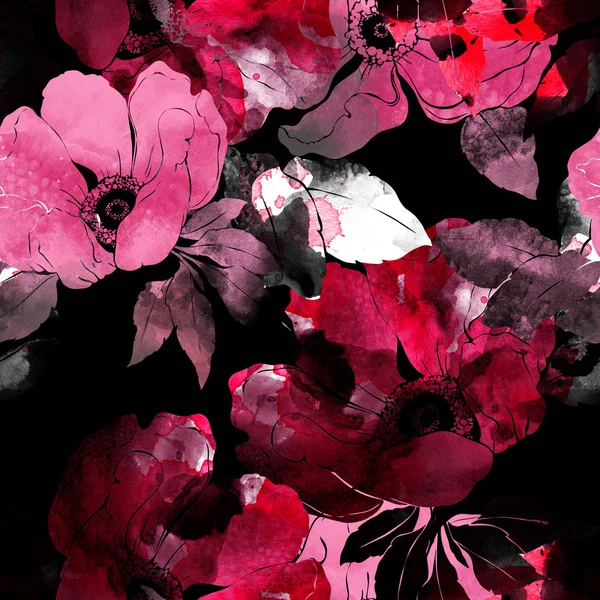盛开的野玫瑰花纹图案 — 图库照片