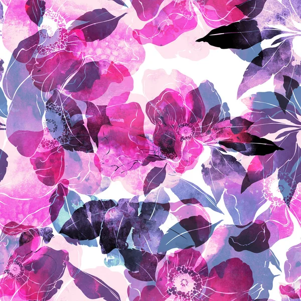 Blomma vilda ros mönster — Stockfoto
