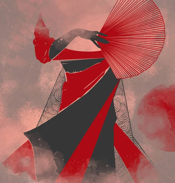Bailando geisha joven —  Fotos de Stock