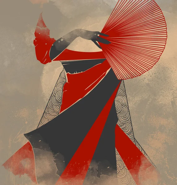Dancing young geisha — Stock Photo, Image