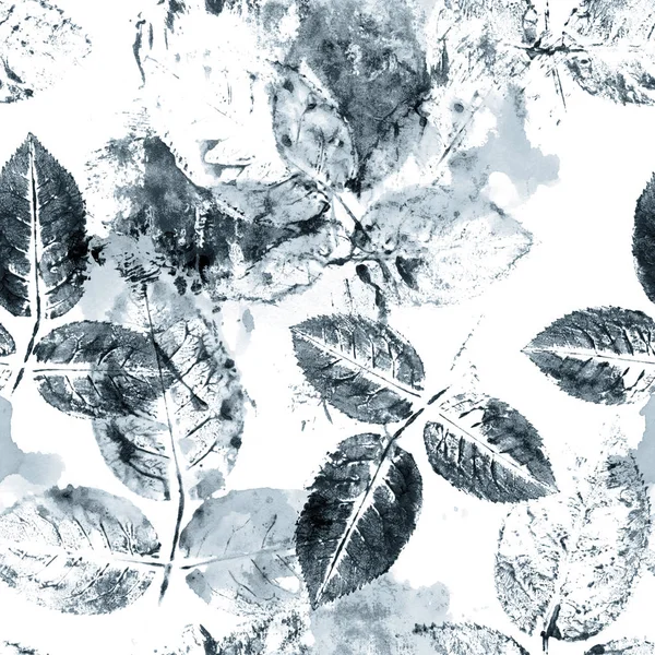 Varrat nélküli mintát lenyomatok levelekkel — Stock Fotó