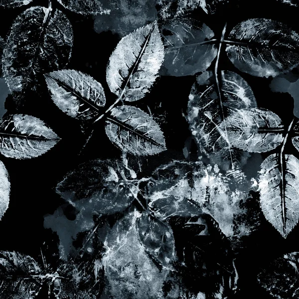 Бесшовный узор с отпечатками листьев — стоковое фото
