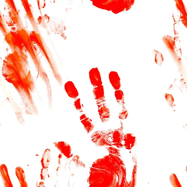 Des empreintes de mains sanglantes sur un mur sale — Photo