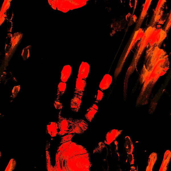 Jejak tangan berdarah di dinding kotor — Stok Foto