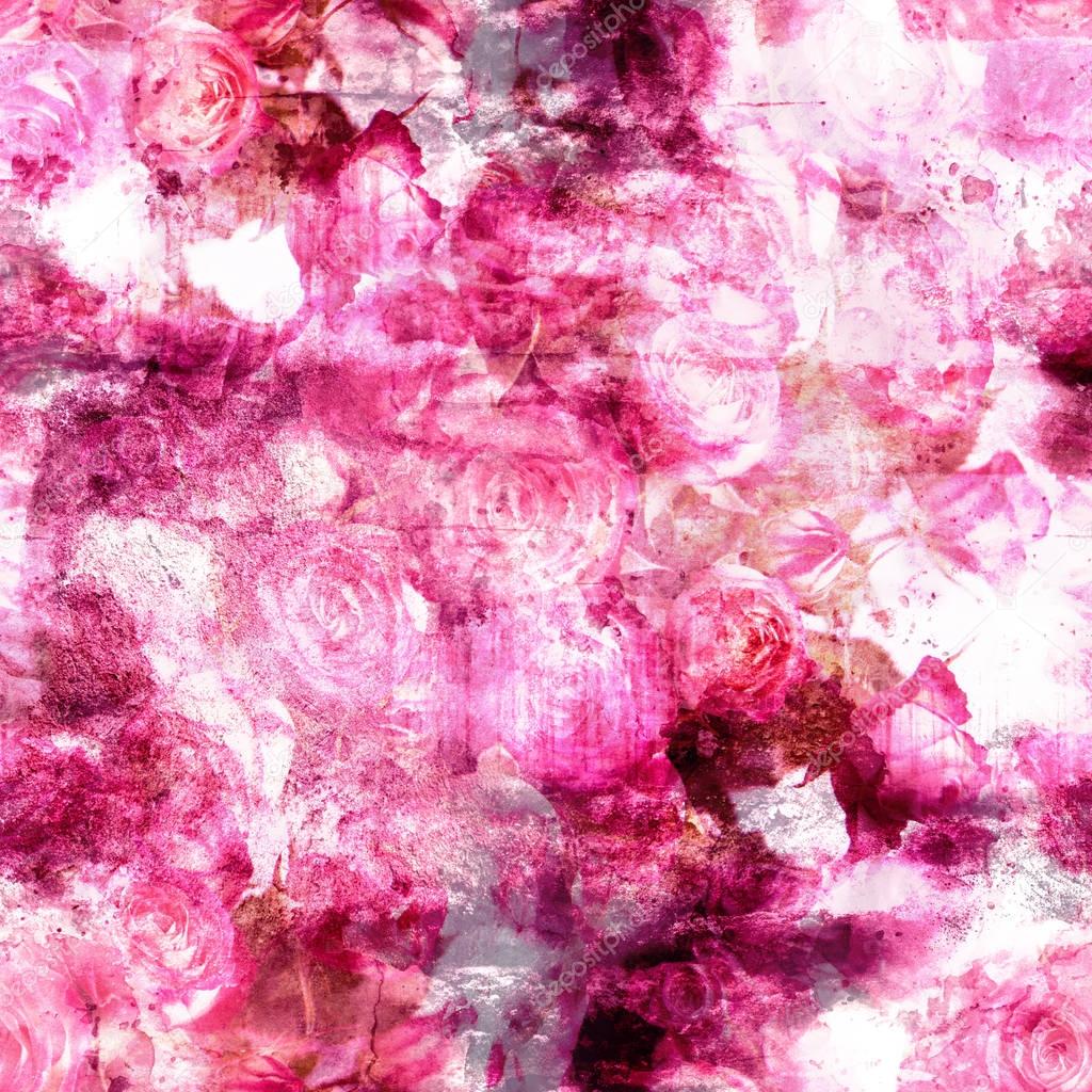 Vintage texture of rose flowers with patina