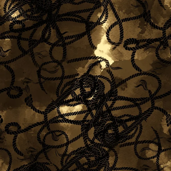 Грубая Старая Веревочная Смесь Бесшовный Узор Золотой Тонированный — стоковое фото