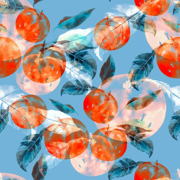 Mandarinenbaum wiederholt nahtloses Muster. — Stockfoto