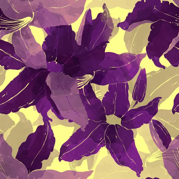 Gigli fiori modello senza soluzione di continuità — Foto Stock