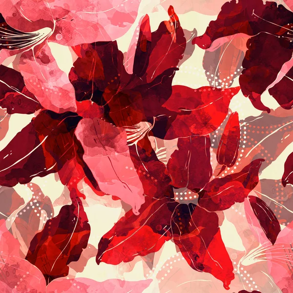 Liljeblomster sømløst mønster – stockfoto