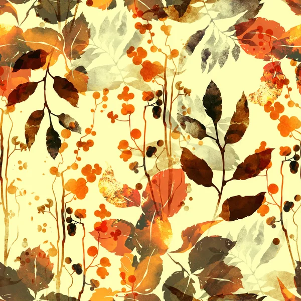 Imprints Abstract Flowers Leaves Mix Repeat Seamless Pattern Watercolor Digital — Stock Photo, Image