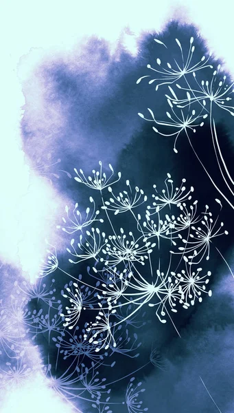 Акварель Цифровой Эскиз Абстрактные Ветви Цветка — стоковое фото