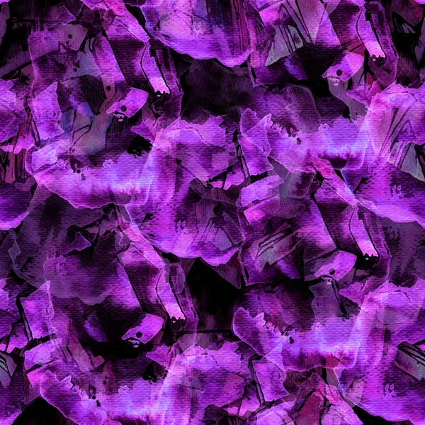 Sihirli Kristaller Tekrar Seamless Modeli Karıştırın Suluboya Dijital Çizilmiş Resim — Stok fotoğraf