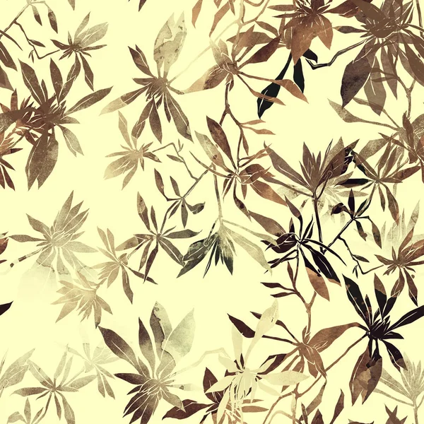 Otisky Abstraktní Herb Mix Opakujeme Vzor Bezešvé Akvarel Digitální Ručně — Stock fotografie