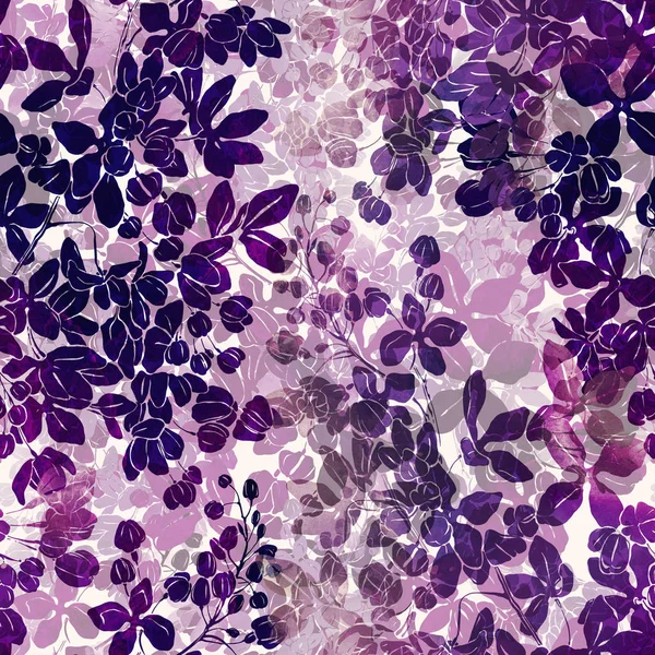 Diziniz Eflatun Çiçekler Tekrar Seamless Modeli Karıştırın Suluboya Dijital Çizilmiş — Stok fotoğraf