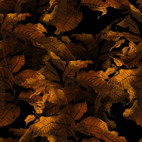Imprints Kaffe Träd Mix Upprepa Sömlösa Mönster Akvarell Och Digitala — Stockfoto